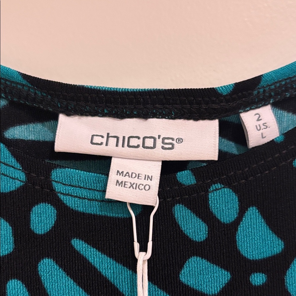 New Chico's Travelers Collection Teal and Black Maxi Dress - Picture 4 of 8